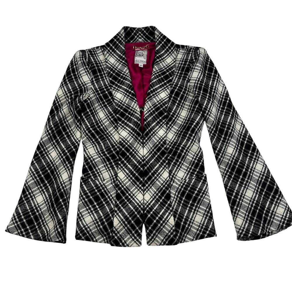 Yoana Baraschi Wool Blend Plaid Classy Retro Vintage Vibes Blazer Women's Size 4